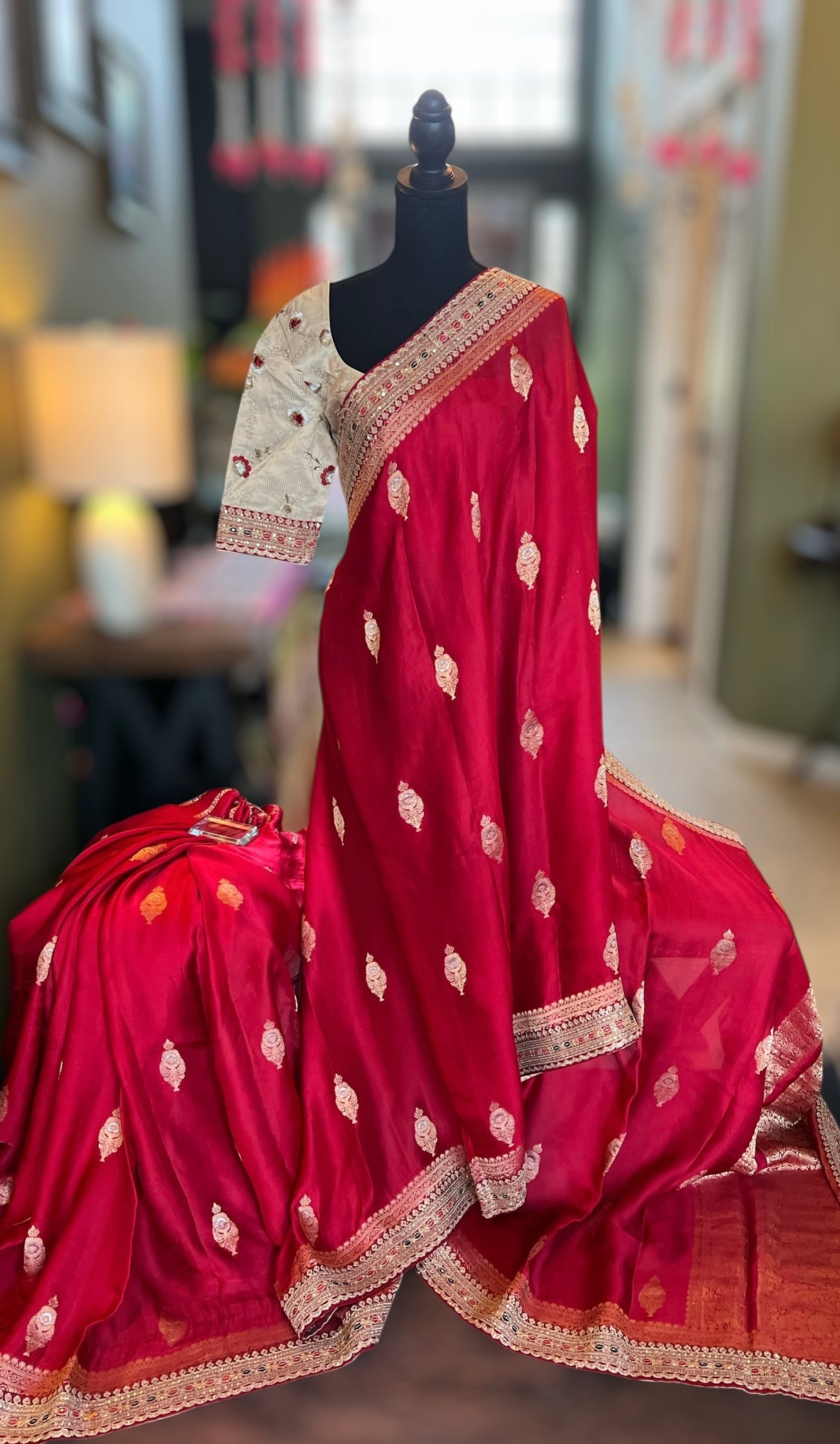 Red Crepe With Sabyasachi Borders