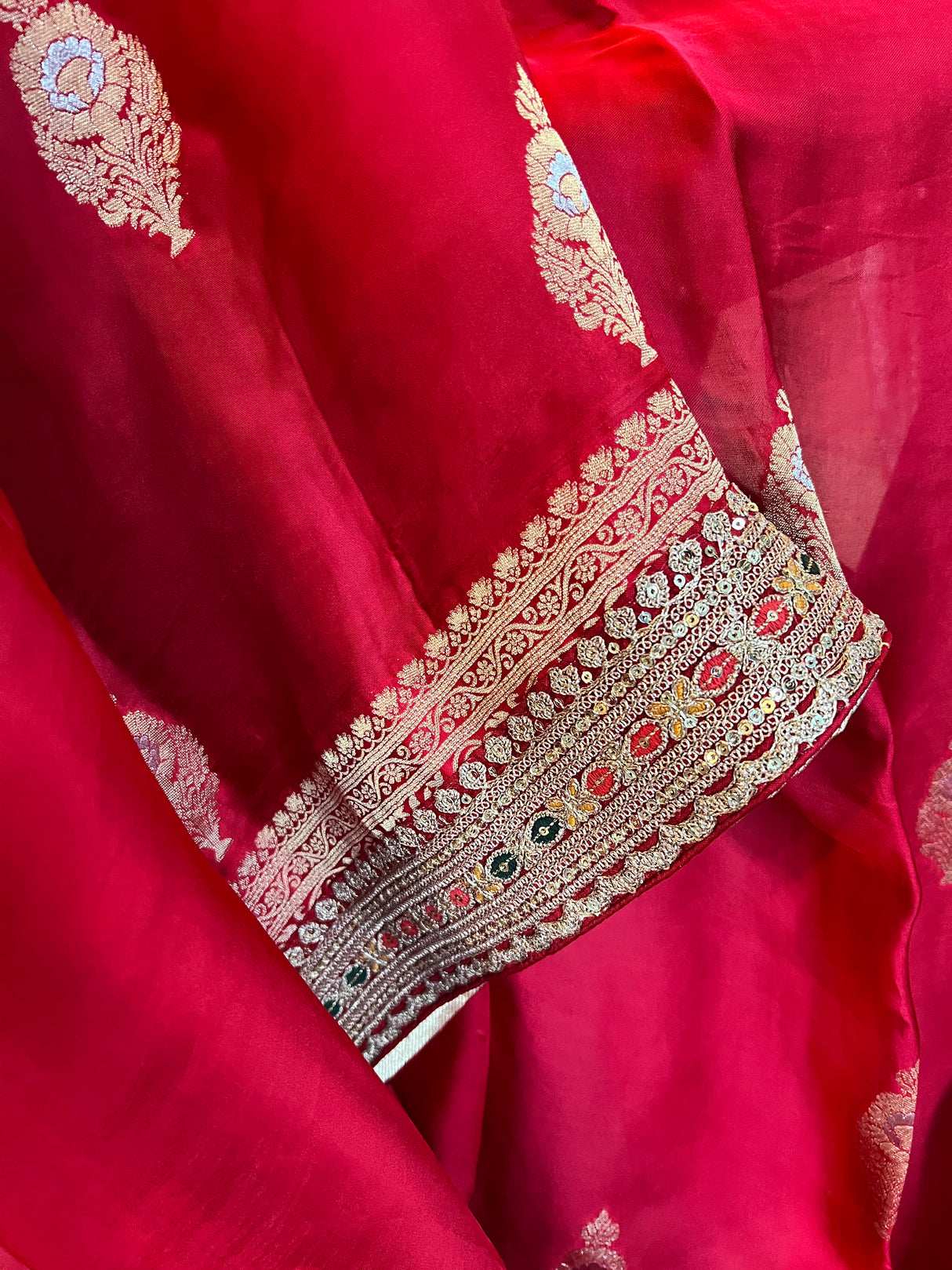 Red Crepe With Sabyasachi Borders