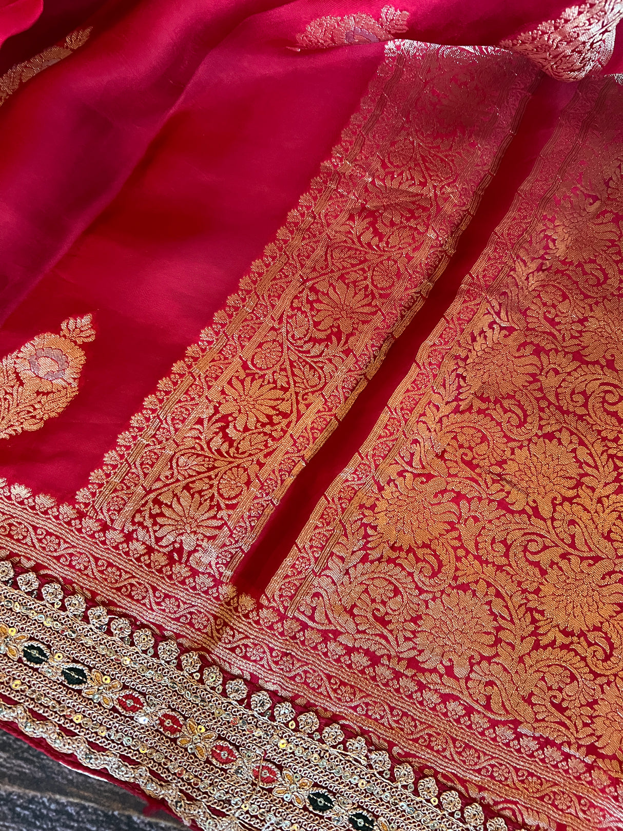 Red Crepe With Sabyasachi Borders
