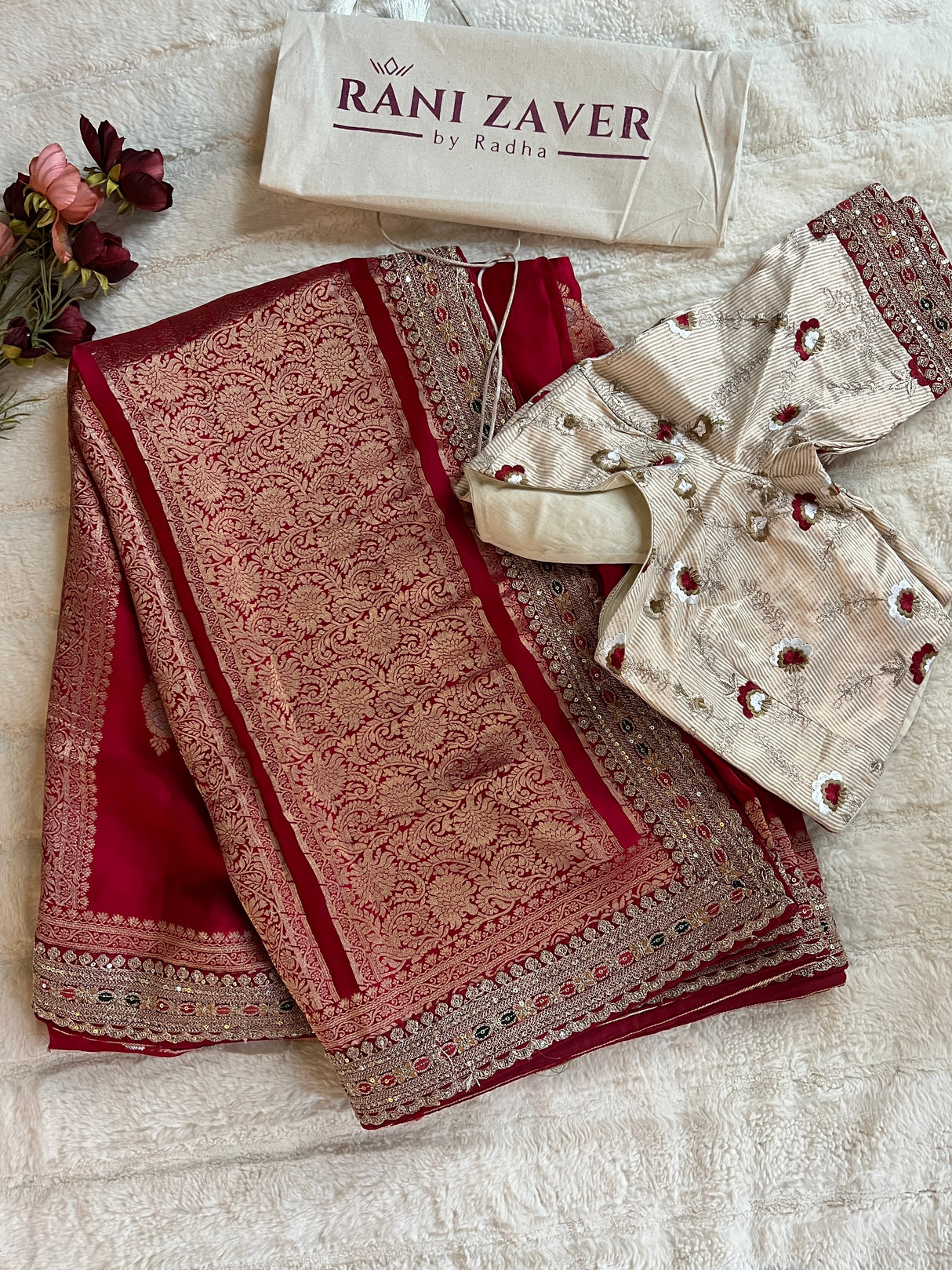 Red Crepe With Sabyasachi Borders