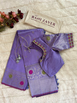 Lavender Meenakari Kanchi Gadwal Fusion Handloom Pure Silk