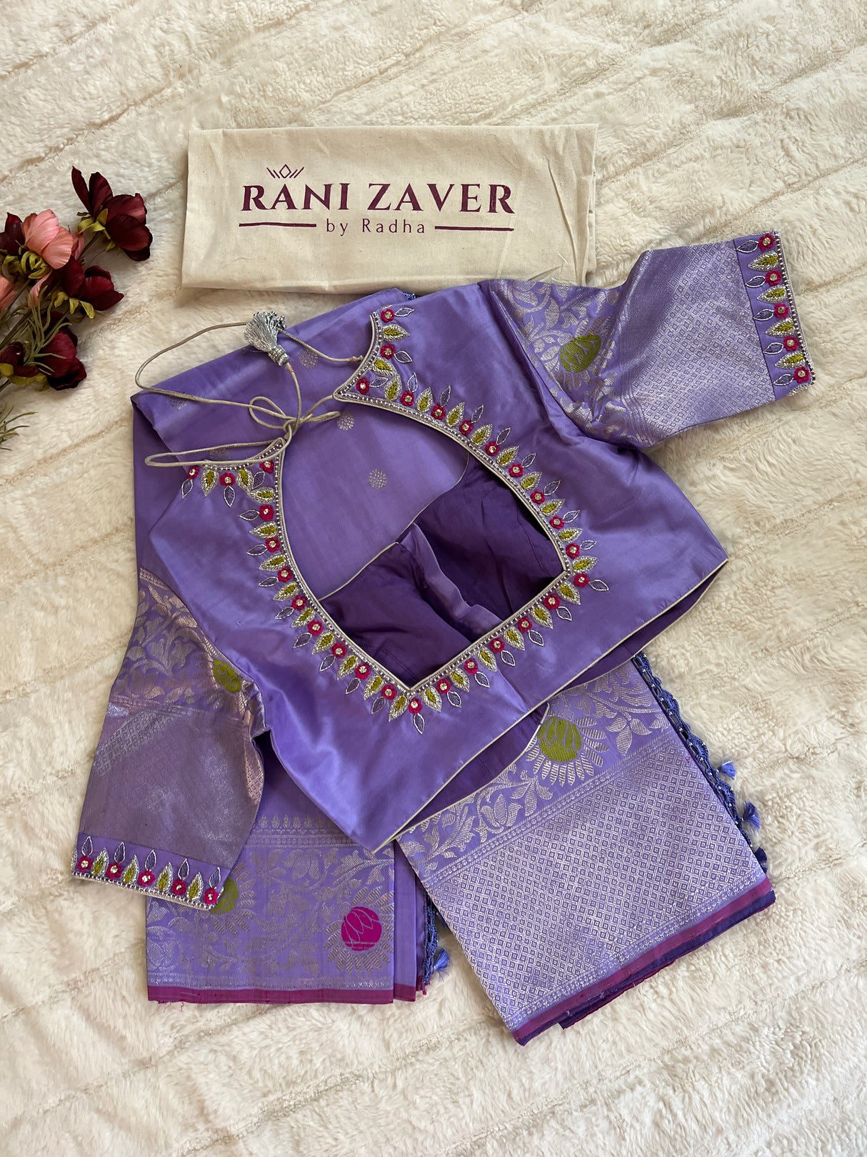 Lavender Meenakari Kanchi Gadwal Fusion Handloom Pure Silk