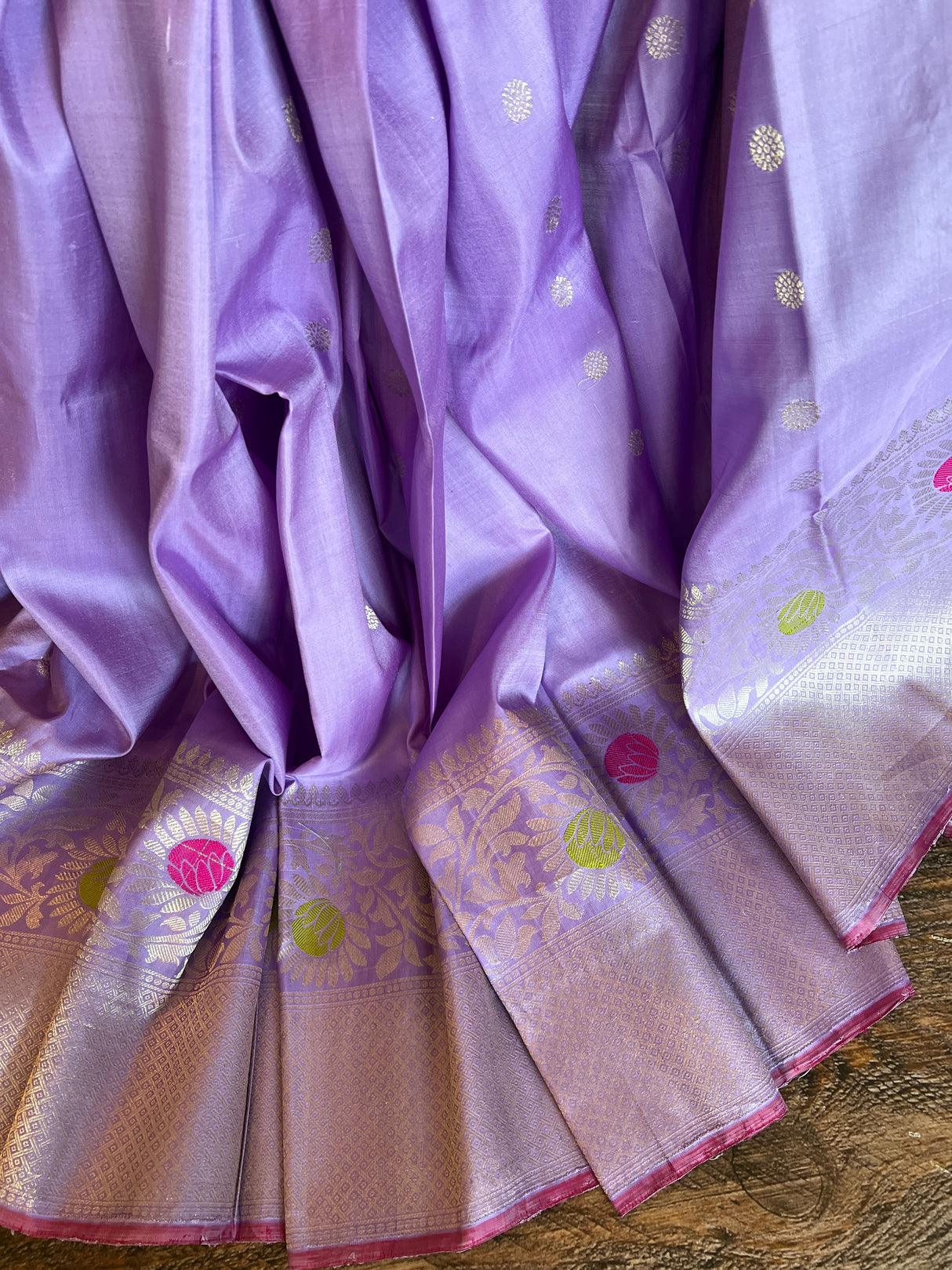 Lavender Meenakari Kanchi Gadwal Fusion Handloom Pure Silk