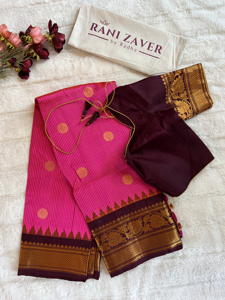 Dual Shade Pink Kokum Combo  Gadwal Pure Silk