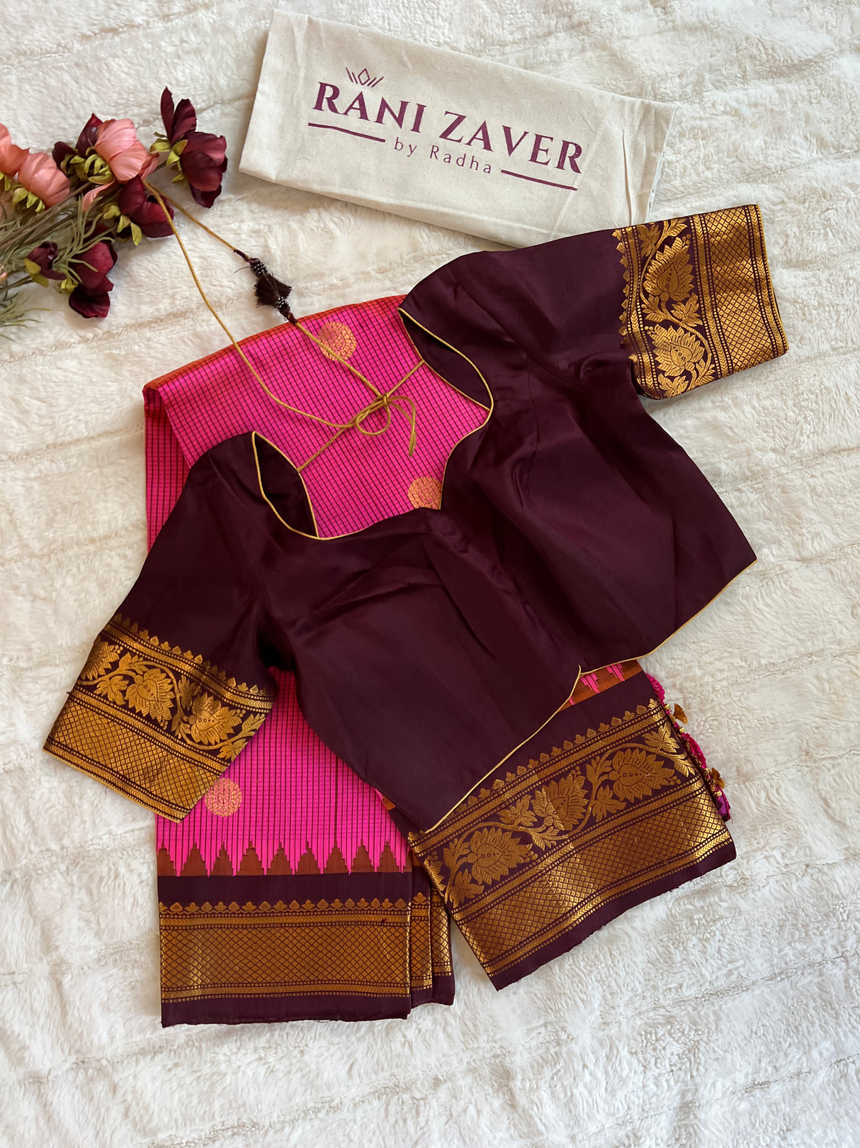 Dual Shade Pink Kokum Combo  Gadwal Pure Silk