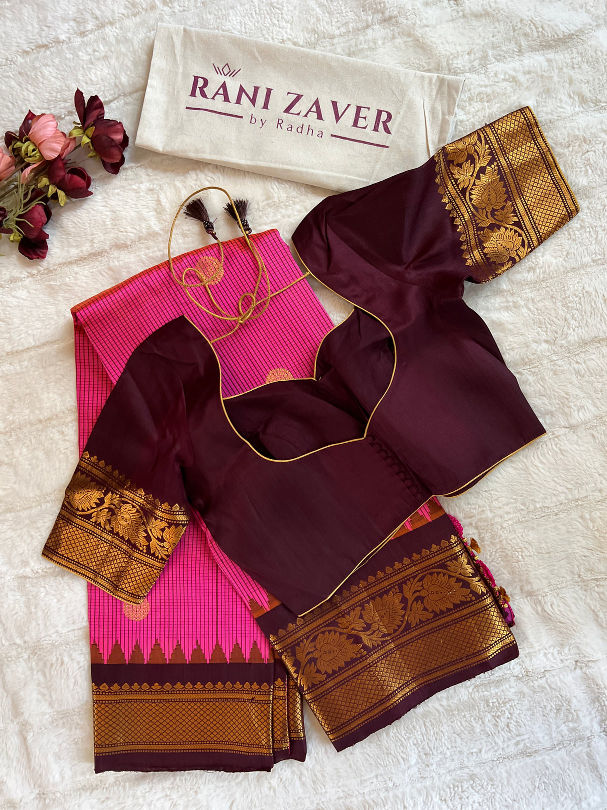Dual Shade Pink Kokum Combo  Gadwal Pure Silk