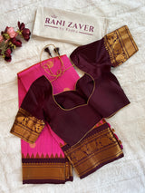 Dual Shade Pink Kokum Combo  Gadwal Pure Silk