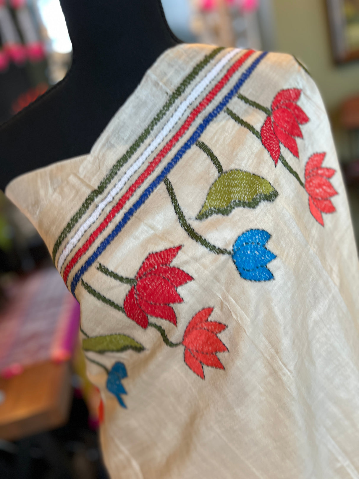 Dancer HAND Kantha Stitch Gachi Tussar Silk