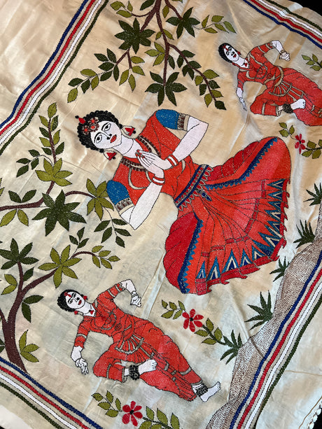 Dancer HAND Kantha Stitch Gachi Tussar Silk