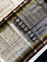 Off White Black Combo Gadwal Handloom Pure Silk