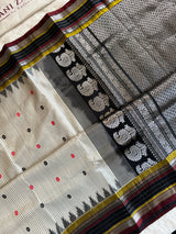 Off White Black Combo Gadwal Handloom Pure Silk