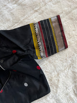 Off White Black Combo Gadwal Handloom Pure Silk