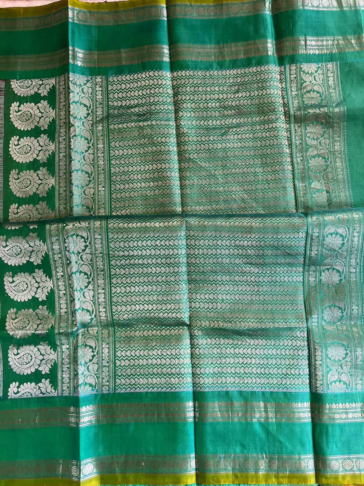 Purple Teal Combo Gadwal Handloom Pure Silk