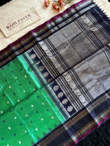 Aquamarine Navy Blue Combo Gadwal Handloom Pure Silk