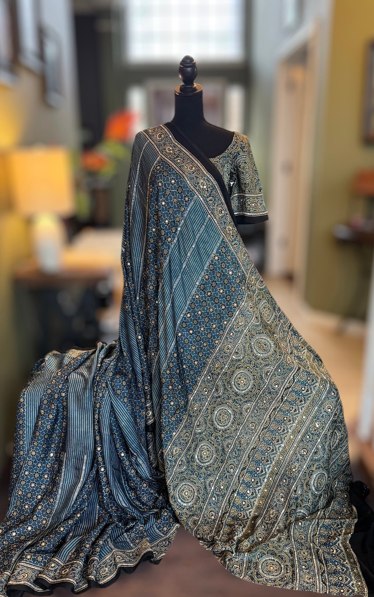 Ajrakh Modal With mirror Embroidery