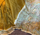 Rai Bandhej with Pen Kalamkari on Gachi Tussar