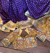 Rai Bandhej with Pen Kalamkari on Gachi Tussar