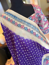 Rai Bandhej with Pen Kalamkari on Gachi Tussar