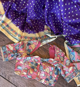 Rai Bandhej with Pen Kalamkari on Gachi Tussar