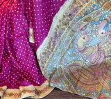 Rai Bandhej with Pen Kalamkari on Gachi Tussar