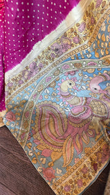 Rai Bandhej with Pen Kalamkari on Gachi Tussar