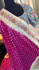 Rai Bandhej with Pen Kalamkari on Gachi Tussar
