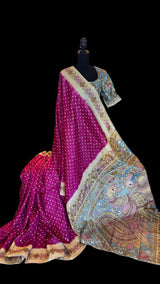 Rai Bandhej with Pen Kalamkari on Gachi Tussar