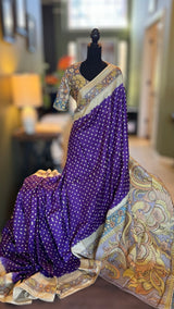 Rai Bandhej with Pen Kalamkari on Gachi Tussar