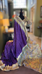 Rai Bandhej with Pen Kalamkari on Gachi Tussar