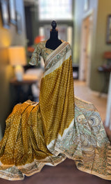 Rai Bandhej with Pen Kalamkari on Gachi Tussar