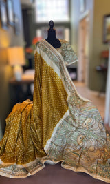 Rai Bandhej with Pen Kalamkari on Gachi Tussar