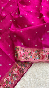 Rani Pink Embroidered Dupion Tussar Silk