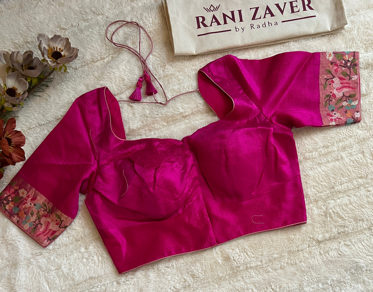 Rani Pink Embroidered Dupion Tussar Silk