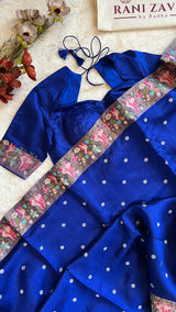 Royal Blue Embroidered Dupion Tussar Silk