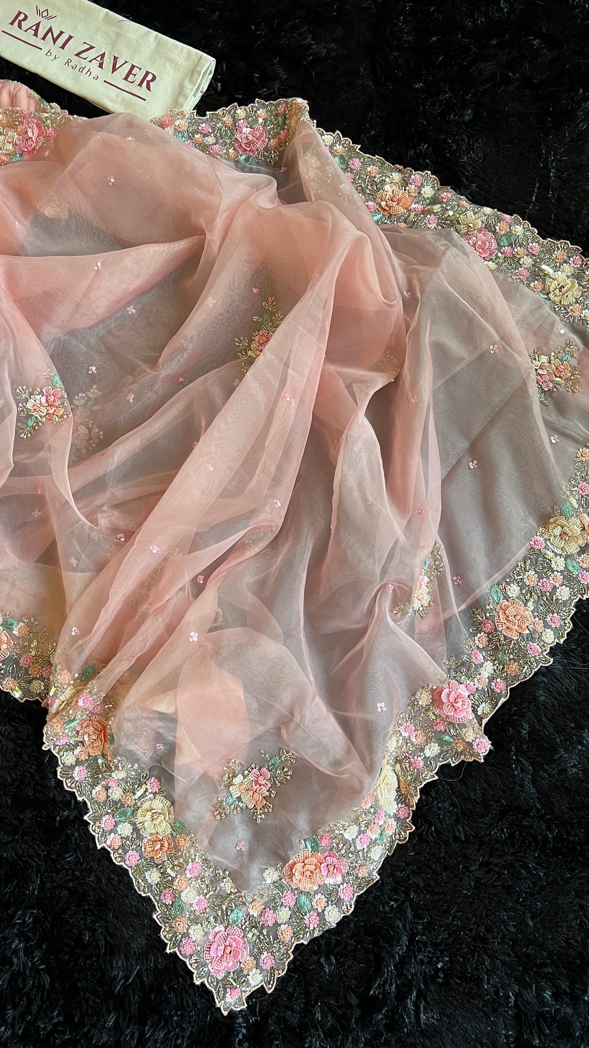 Peachy Pink Pure Organza