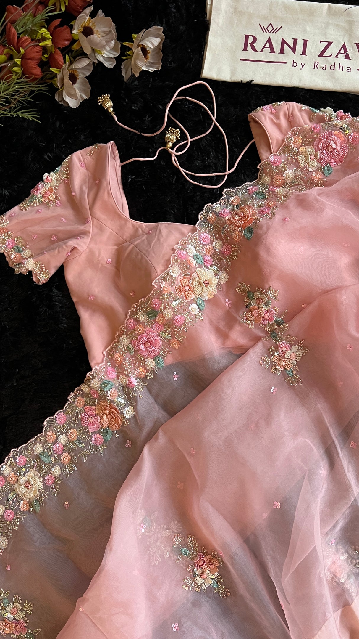 Peachy Pink Pure Organza