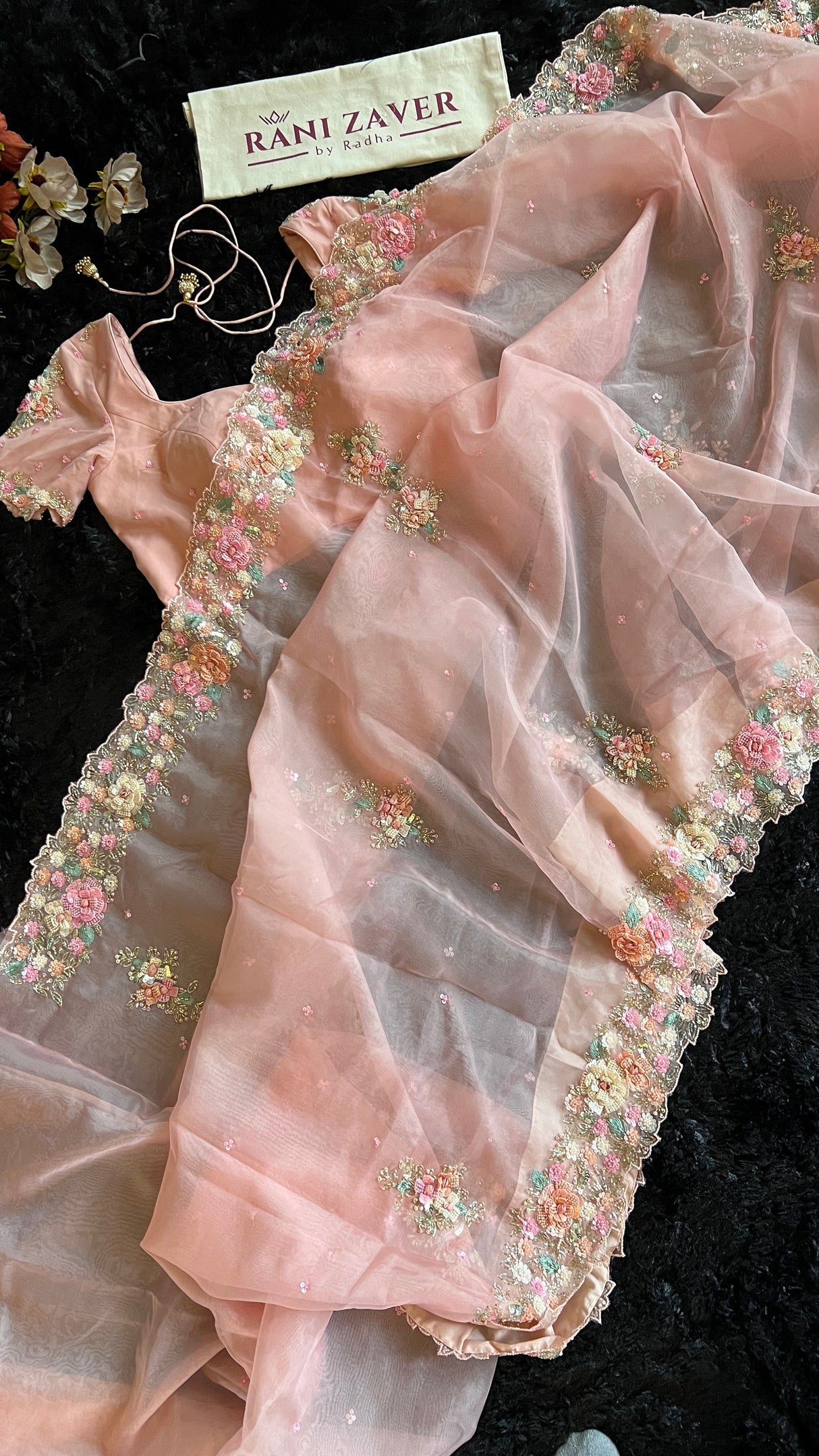 Peachy Pink Pure Organza