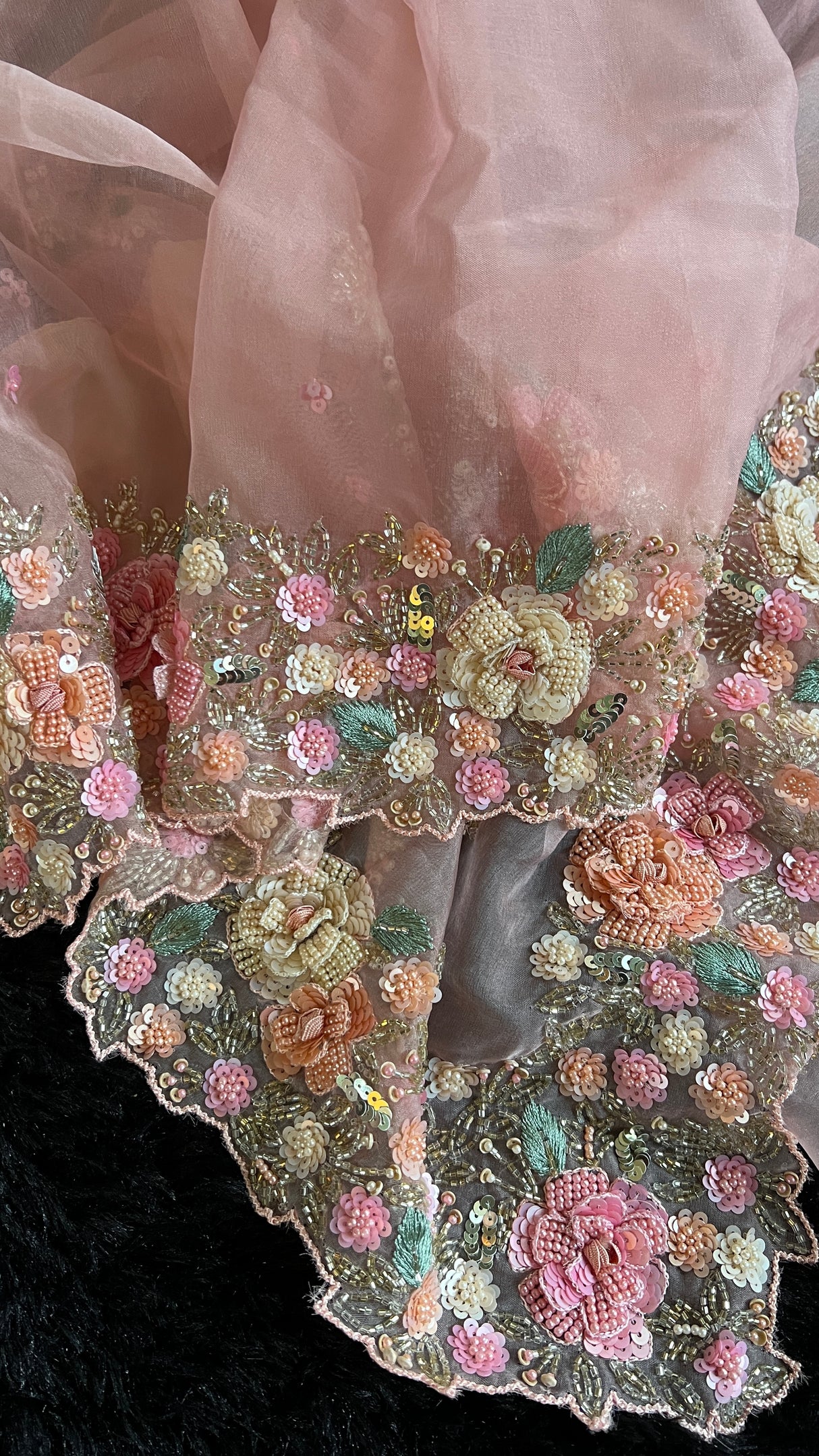 Peachy Pink Pure Organza