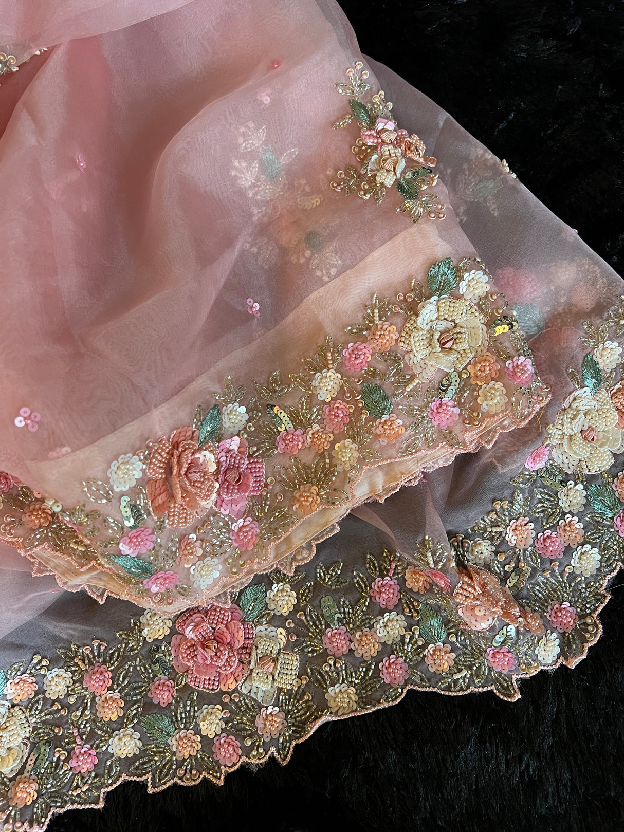 Peachy Pink Pure Organza