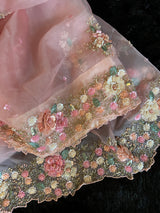 Peachy Pink Pure Organza