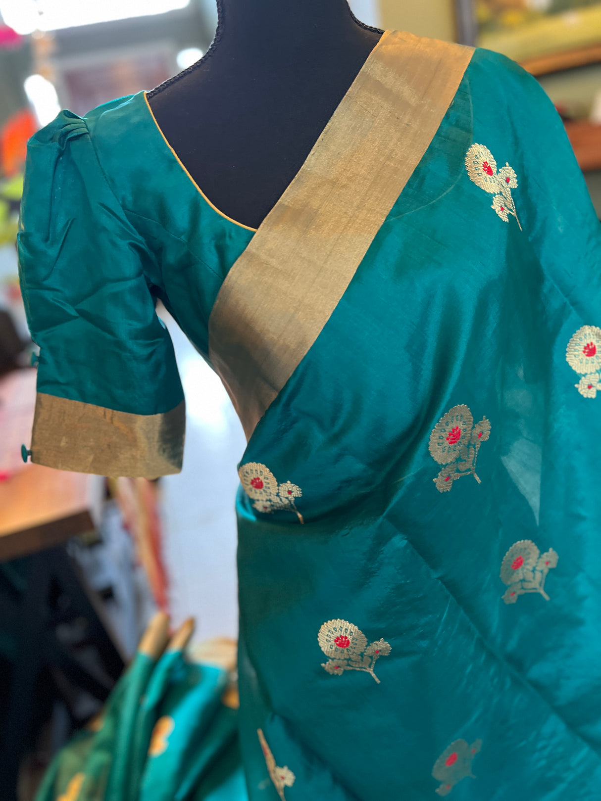 Chanderi Silk by Silk Pattu Silk With Pre-Stitched Blouse AUS