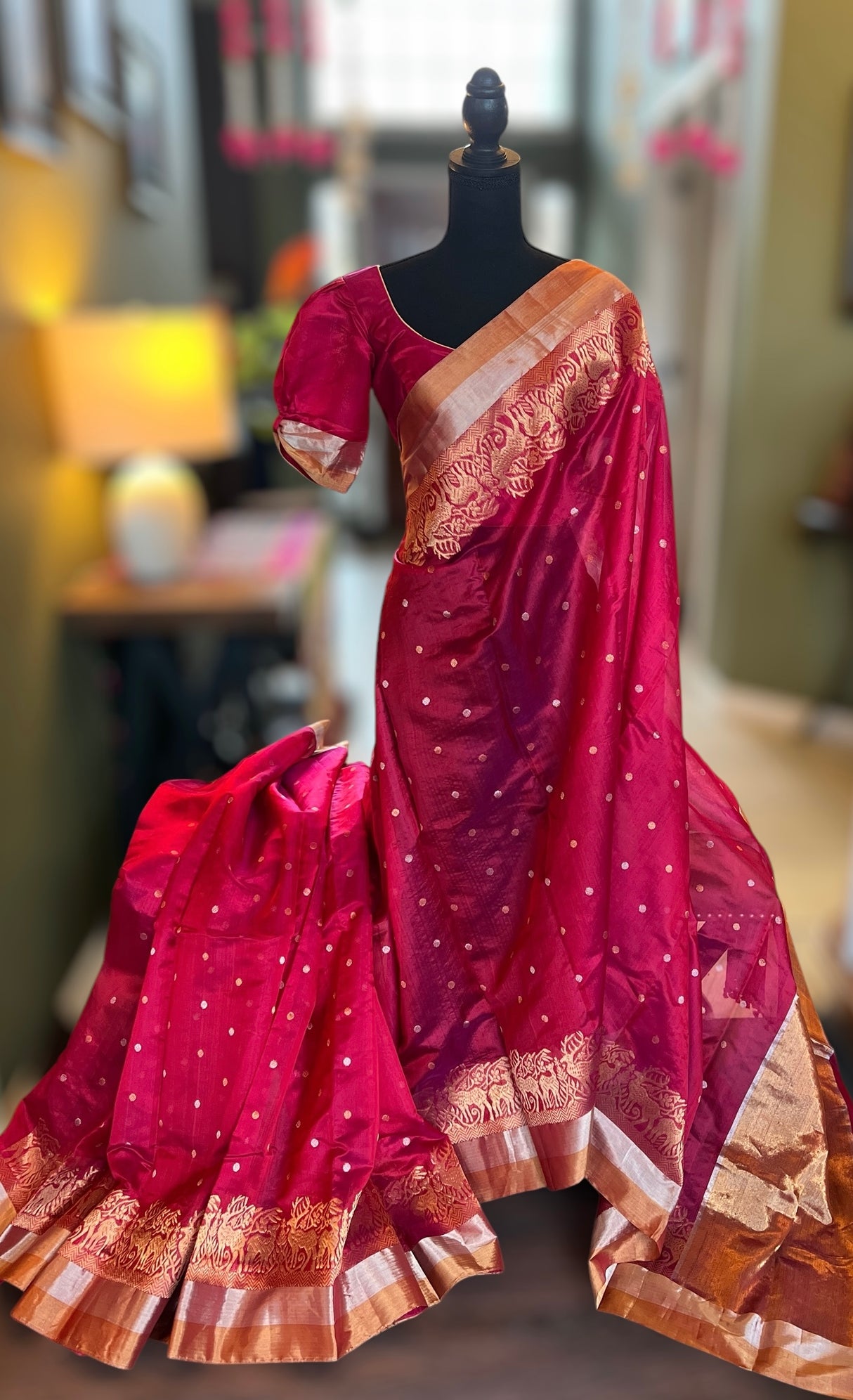 Chanderi Silk by Silk Pattu Silk With Pre-Stitched Blouse AUS