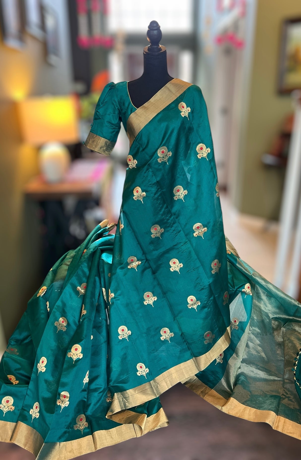 Chanderi Silk by Silk Pattu Silk With Pre-Stitched Blouse AUS