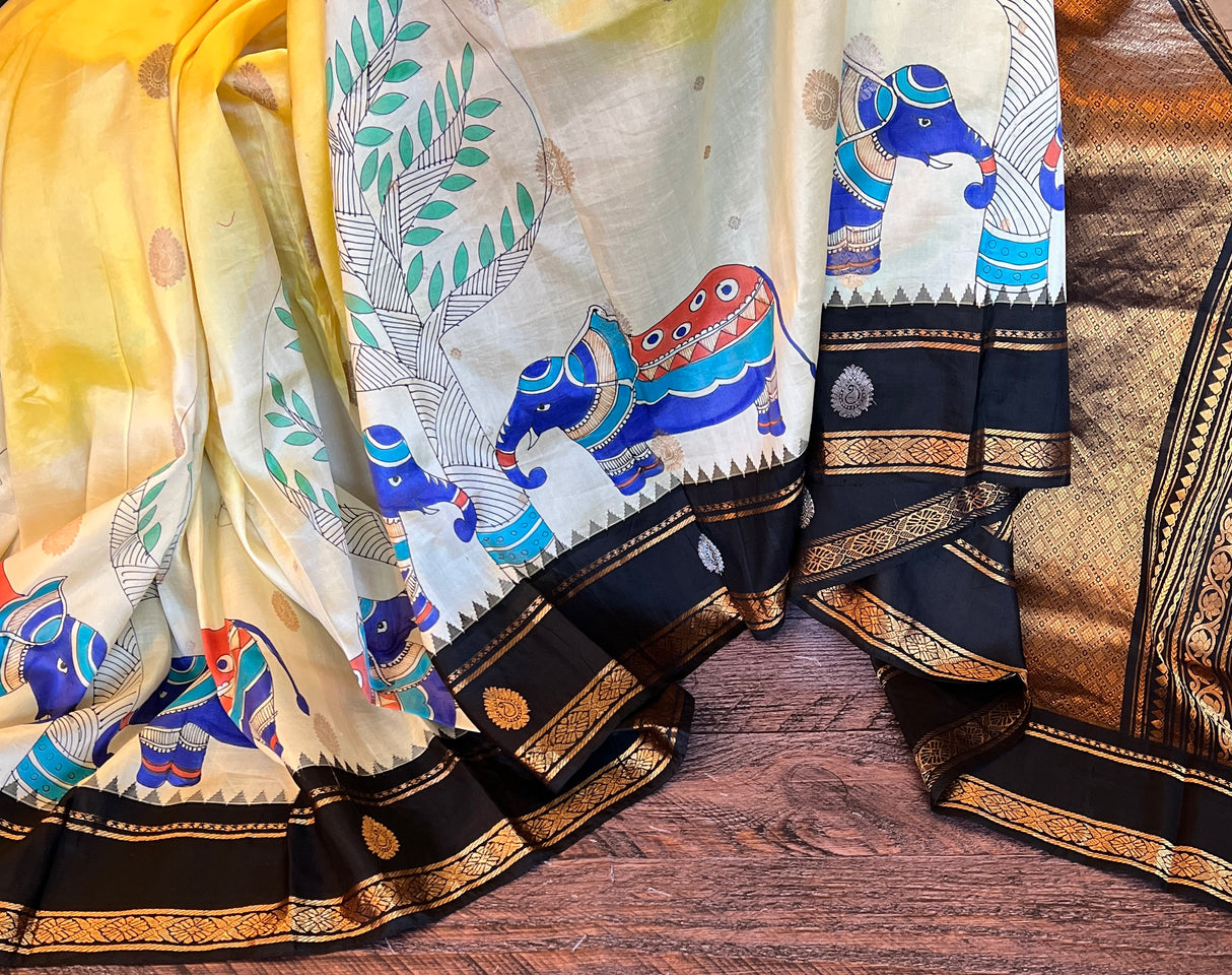 Hand Painted Gadwal Pure Silk