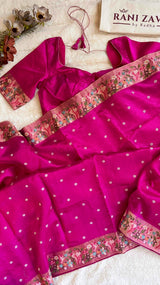 Rani Pink Embroidered Dupion Tussar Silk