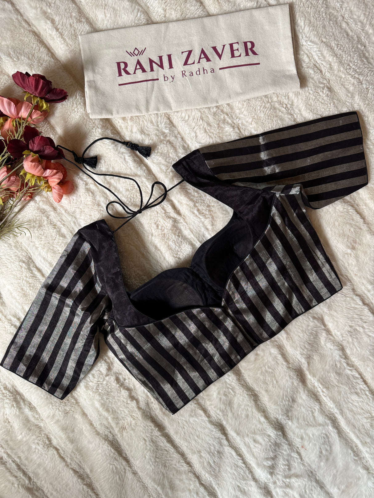 Black and Silver Stripes Tissue  Blouse 36
