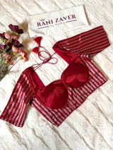 Red and Silver Stripes Tissue  Blouse 38 40