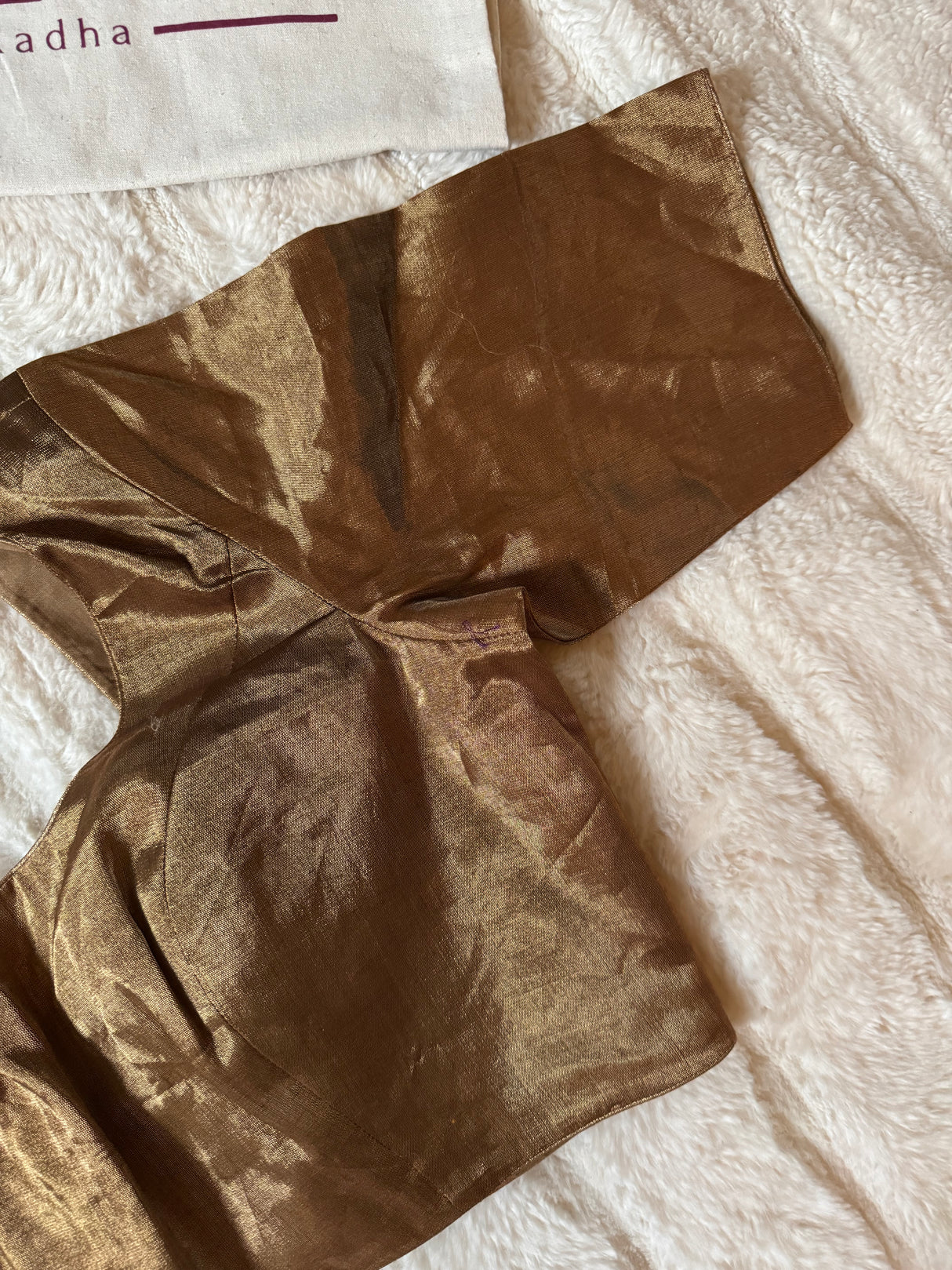 Antique Brass Color U neck Tissue  Blouse 40