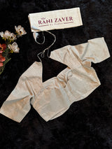 Silver Matka neck Tissue  Blouse 40