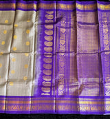 Grey/Purple Tiny Checks Gadwal Handloom Pure Silk